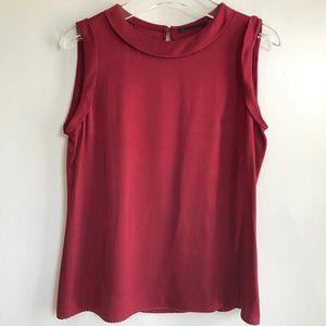 Elie Tahari Silk Stretch Roll Neck Sleeveless Top